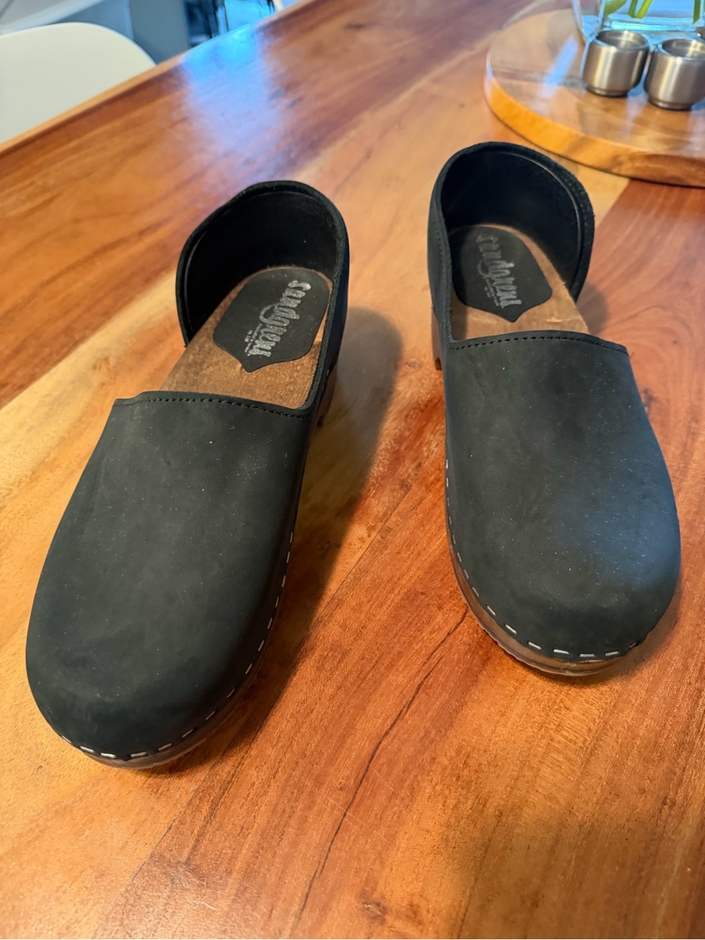 SoftWalk Black Nubuck Clogs for Women